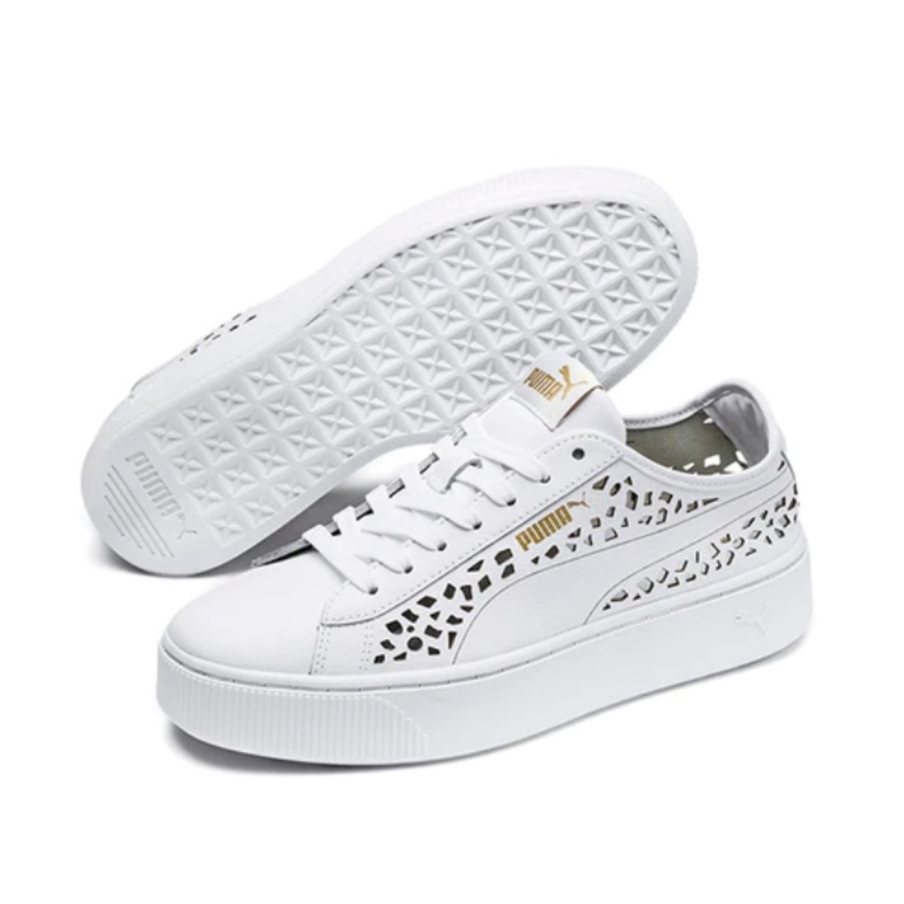 PUMA Vikky Stacked Laser Cut SoftFoam Sneakers White 369378-02 womens